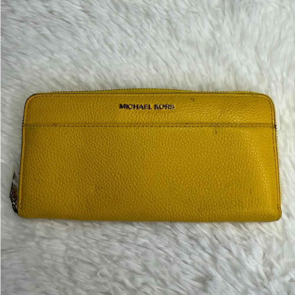 Michael Kors Mustard Yellow Zip Around Wallet